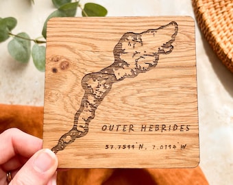 Äußere Hebriden Untersetzer, Schottisches Geschenk, Schottische Inseln Untersetzer, Schottland Souvenir, Äußere Hebriden Geschenke, Personalisiertes Geschenk