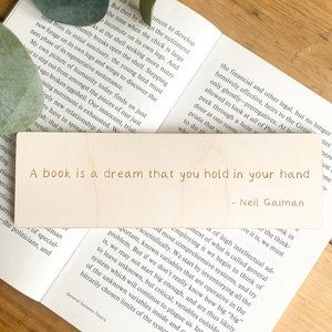 Neil Gaiman Quote Bookmark, Famous Book Quote, Wood Bookmark, Planner Bookmark, Literary Gifts, Planner Accessories, Book Lover Gift