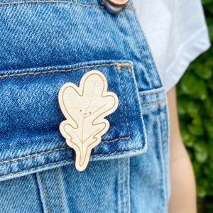 Leaf Wooden Pin, Nature Lapel Pin, Wooden Lapel Pin, Brooches, Kawaii Pin, Wooden Pin, Cute Kawaii Pins, Wooden Brooch