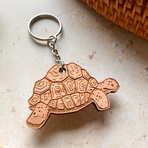 Turtle Keyring, Wooden Keyring, Wild Life Keyring, Cute Turtle Keyring, Turtle Gifts, Tortoise Keychain, Animal Lover Gift image 1