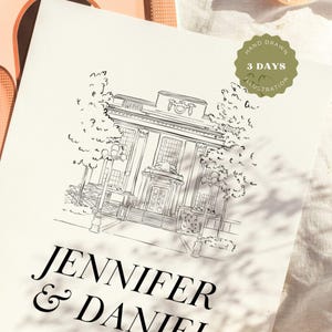 Wedding Venue Illustration, Custom Drawing from Photo, Hand Drawn Venue Sketch, Wedding Venue Drawing, Wedding Drawing, 1st Anniversary Gift
