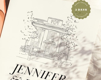 Hand Drawn Wedding Venue Illustration: Custom Venue Sketch (Digital Download)