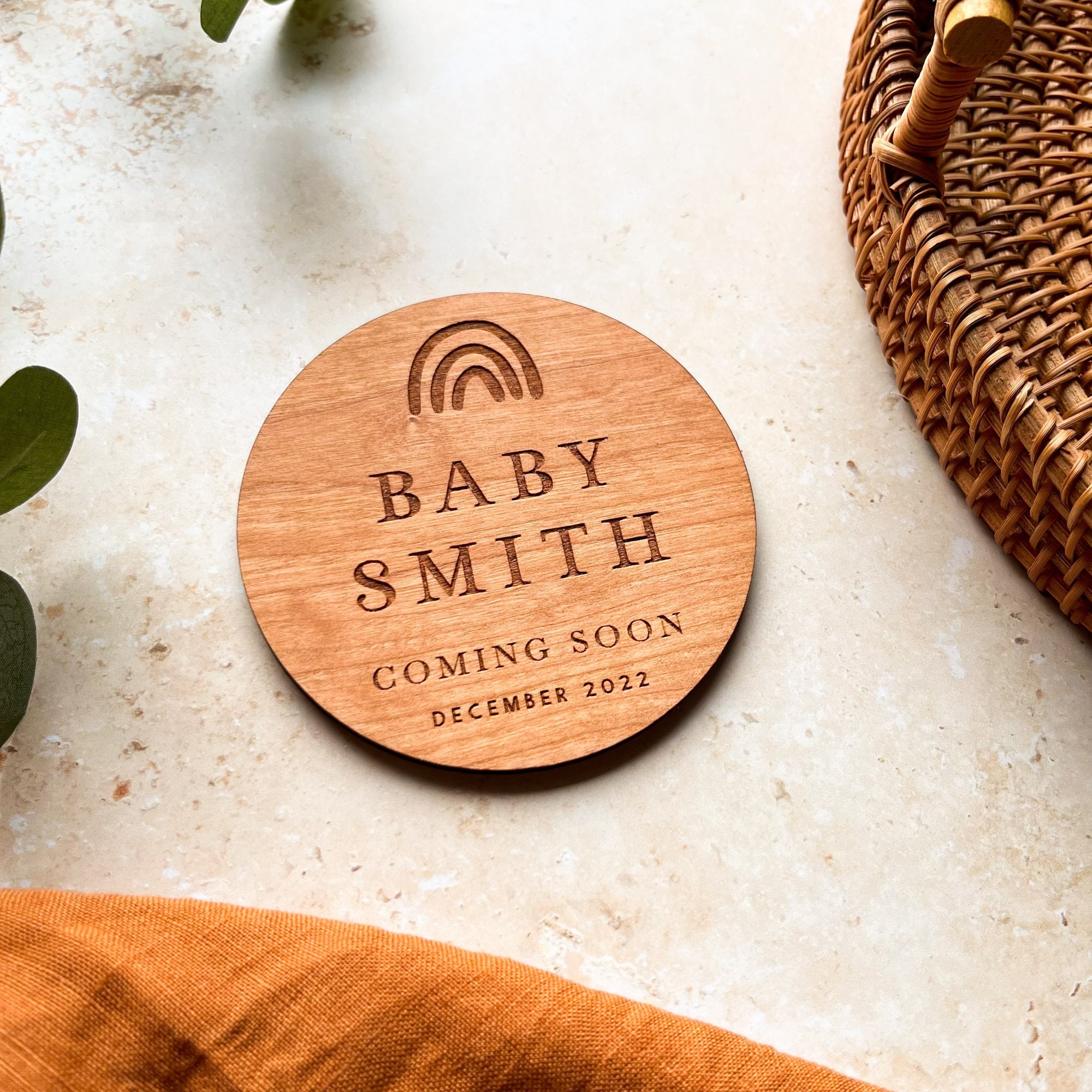 Wooden Baby Announcement Disc Birth Announcement Prop New Etsy