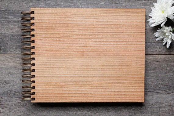 Blank Wooden Guest Book, Plain Scrapbook, Blank Scrapbook