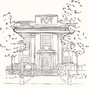 Wedding Venue Illustration, Custom Drawing from Photo, Hand Drawn Venue Sketch, Wedding Venue Drawing, Wedding Drawing, 1st Anniversary Gift