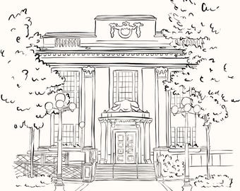 Hand Drawn Wedding Venue Illustration: Custom Venue Sketch (Digital Download)