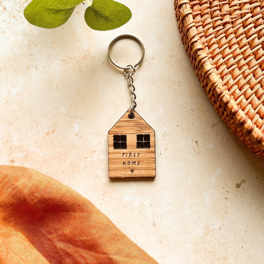 Fisrt Home Key Rings First Home Wooden Keyring, Housewarming Gift - Etsy