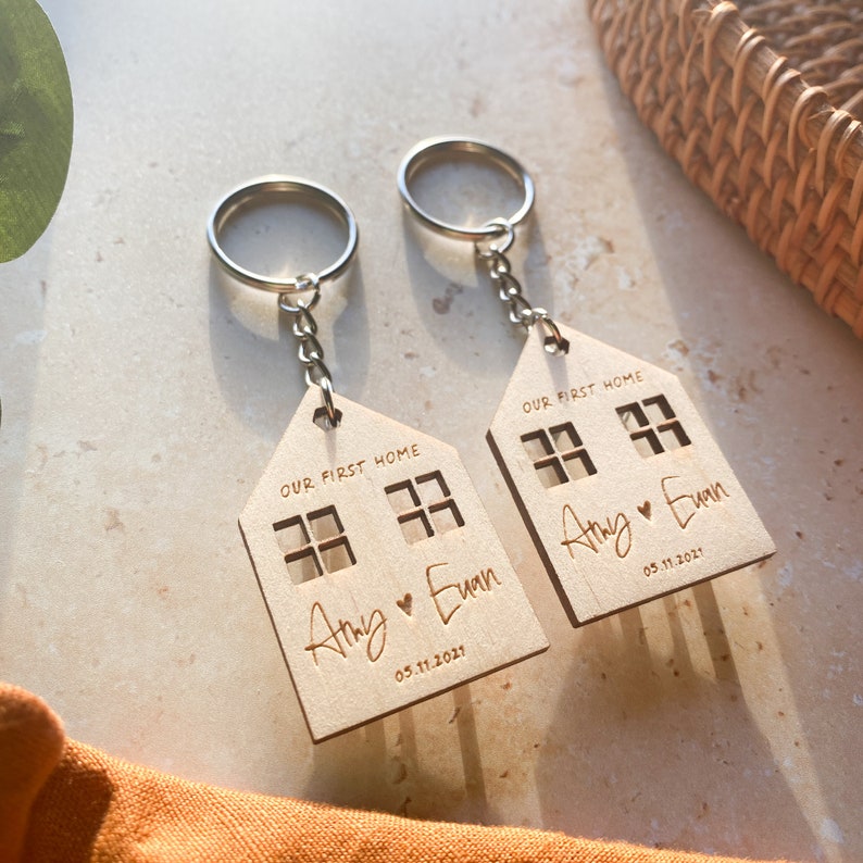 Erstes Haus Schlüsselanhänger, unser erstes Zuhause Geschenk, erste Zuhause Schlüsselanhänger, Housewarminggeschenk, neues Haus Geschenk, neues Haus Schlüsselanhänger, personalisierte Schlüsselanhänger Bild 5