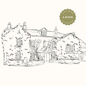 Wedding Venue Illustration, Custom Drawing from Photo, Hand Drawn Venue Sketch, Wedding Venue Drawing, Wedding Drawing, 1st Anniversary Gift