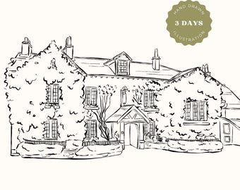 Hand Drawn Wedding Venue Illustration: Custom Venue Sketch (Digital Download)