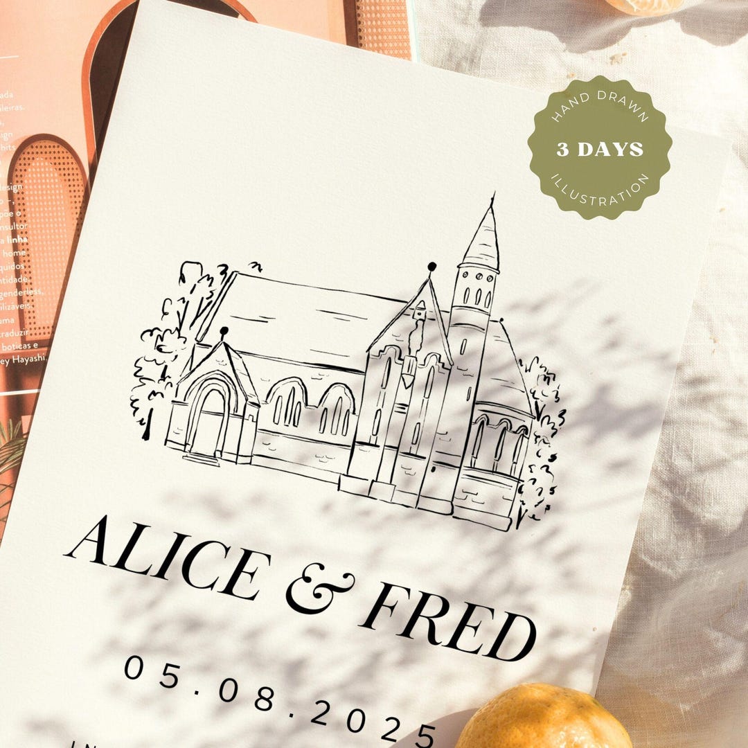 Hand Drawn Wedding Venue Illustration: Custom Venue Sketch (digital ...