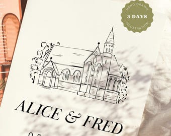 Hand Drawn Wedding Venue Illustration: Custom Venue Sketch (Digital Download)