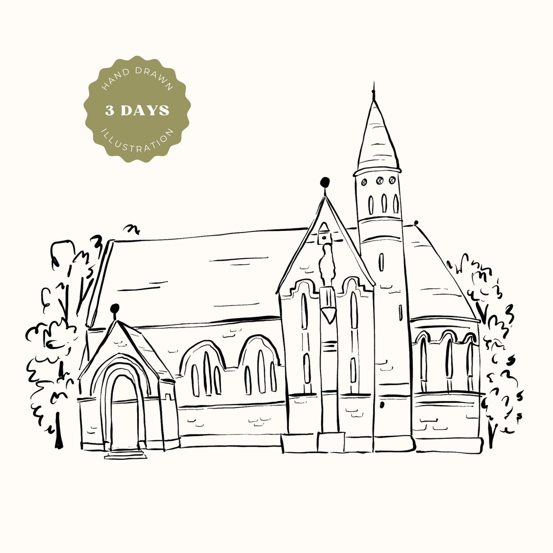 Hand Drawn Wedding Venue Illustration: Custom Venue Sketch (digital ...