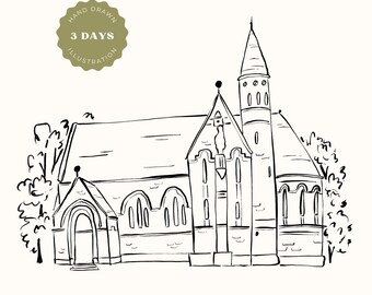 Hand Drawn Wedding Venue Illustration: Custom Venue Sketch (Digital Download)