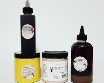 Peppermint + Chebe Hair Growth Shampoo + Chebe Paste + Chebe Oil + Chebe Pomade - 8oz.