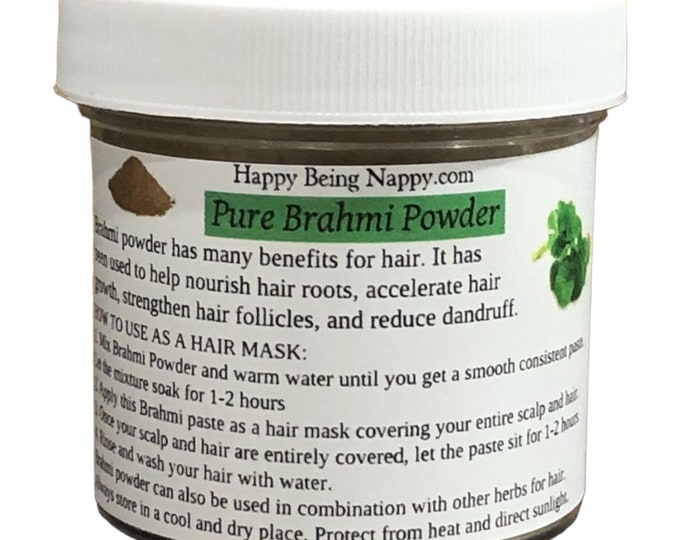 Pure Brahmi Powder 3oz. jar. DIY - Hair Conditioner - reduce dandruff - hair growth - strengthen hair.