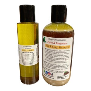 NEW Clove Hair Oil & Clove and Rosemary Black Soap Shampoo SET of 2