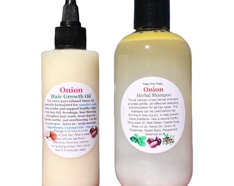 Organic Onion Hair Growth Oil (original) COCONUT OIL & Onion Shampoo (castile soap)