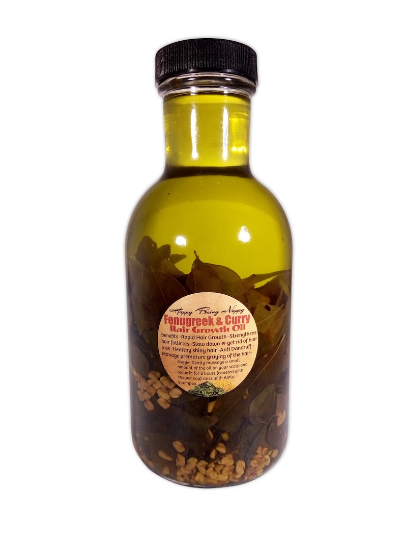 Fenugreek &amp; Curry Hair Growth Oil 12oz. Bottle | Etsy