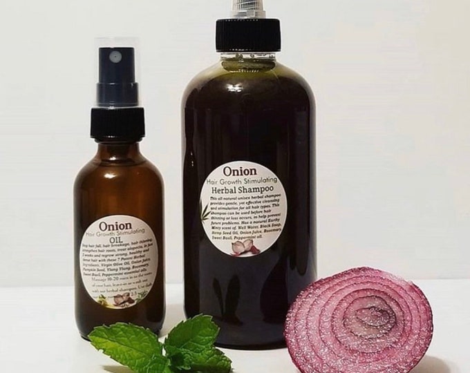 Onion Shampoo and Onion Hair Growth OIL | Edges | Alopecia | Balding | Natural hair products | DHT blocker | fast hair growth (1oz Oil)
