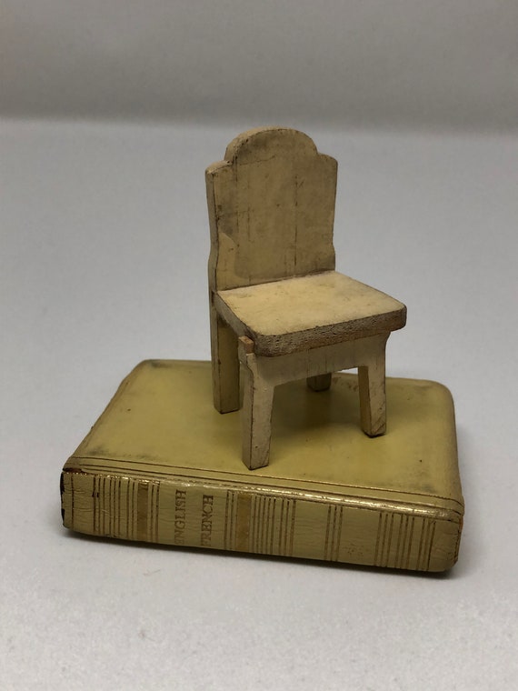 Miniature English French Dictionary And Tiny Yellow Chair Etsy