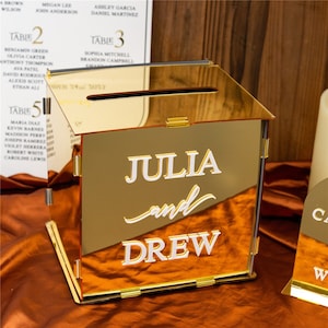 Personalisierte Hochzeit Card Box | Acryl Spardose | Box Hochzeit für Karten | Braut Bräutigam Name Card Box