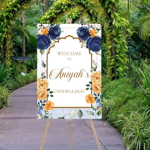 Welcome Sign | Digital File | Customize | Sangeet, Mayian, Mehndi, Jago, Anand Karaj, Vivah, Choora