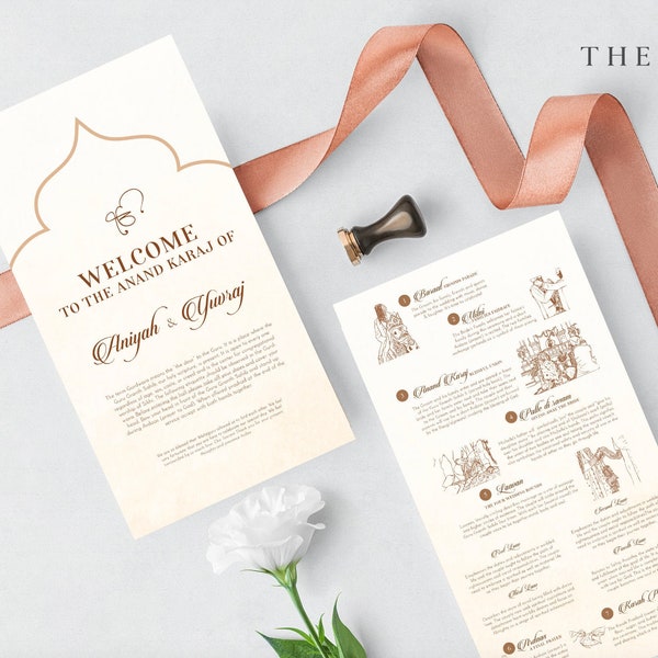 Sikh Wedding Program | Custom Wedding Program | Sikh Infographics | Sikh Ceremony | Anand Karaj