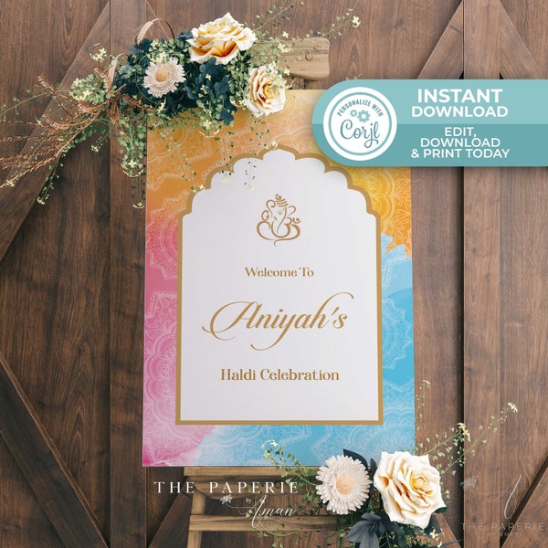 Instant Download | Editable Welcome Sign | Sangeet Sign | Mayian Sign | Mehndi Sign | Jago Sign | Anand Karaj Sign | Haldi Sign | Choora