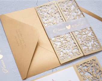 Dulce Suite | Laser Invitation, Gatefold Invitation, Customizable, Indian Wedding Invitation - DEPOSIT ONLY