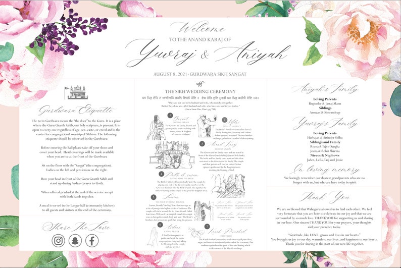 HIndu Wedding Program Welcome Board Sikh Welcome Sign Sikh Wedding Sign Sikh Wedding Program Sangeet Sign Maiyan Sign