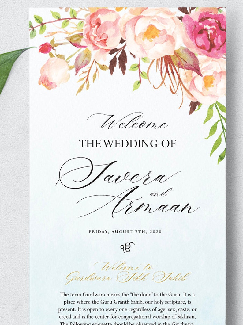 Sikh Wedding Program Custom Wedding Program Sikh Infographics Sikh Ceremony Anand Karaj image 3