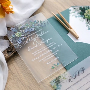Emerald Glass | Indian Wedding Invitation, Square Invitation - DEPOSIT ONLY