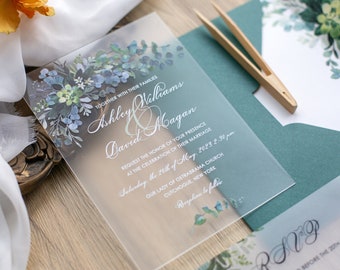Emerald Glass | Indian Wedding Invitation, Square Invitation - DEPOSIT ONLY