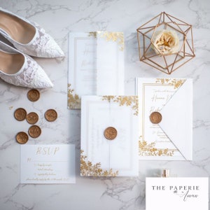 Gold Leaf Suite | Indiase huwelijksuitnodiging, vierkante uitnodiging - ALLEEN AANBETALING