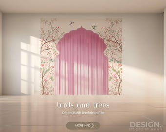 Indian Wedding Backdrop | Instant Birds & Trees Digital Print File
