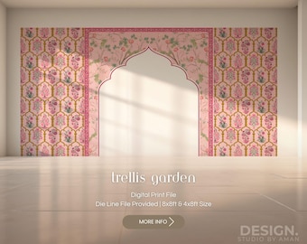 Mughal Arch Indian Wedding Digital Backdrop | Printable Decor File