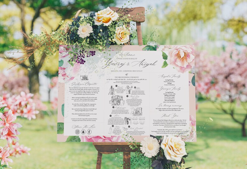 HIndu Wedding Program Welcome Board Sikh Welcome Sign Sikh Wedding Sign Sikh Wedding Program Sangeet Sign Maiyan Sign