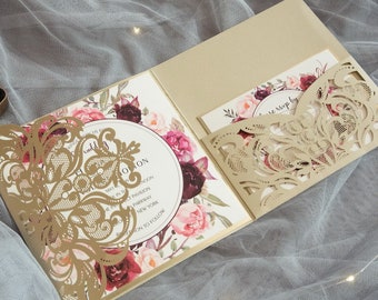 Yêu Suite | Laser Invitation, 4-Fold Invitation, Customizable, Indian Wedding Invitation, Square Invitation - DEPOSIT ONLY