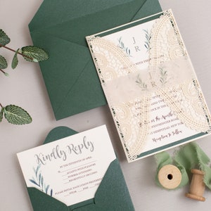 Suíte Renda Esmeralda | Convite de casamento indiano, convite quadrado - SOMENTE DEPÓSITO
