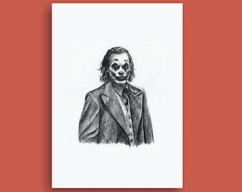 A4 or A3 Print of Original Pencil Drawing of Joaquin Phoenix as The Joker - Gifts for movie fans - DC Comic Movie Wall Art