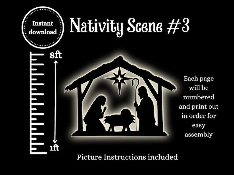 Printable Christmas Nativity Manger Silhouette Stencil - Etsy