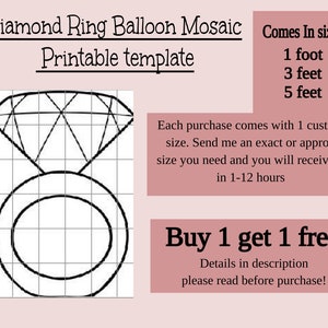 Ring Balloon  of mosaic template , engagement ring party decor , diamond ring template , party backdrop