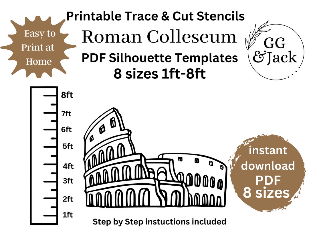 1ft to 8ft Roman Colosseum Template Silhouette Pattern , Construction ...