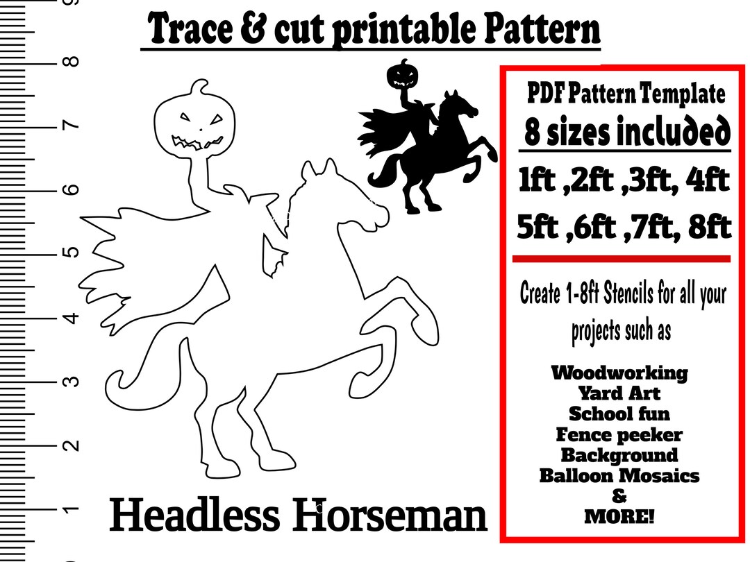 1-8 Ft Headless Horsman Template, Horse Template, Woodcutting Template ...