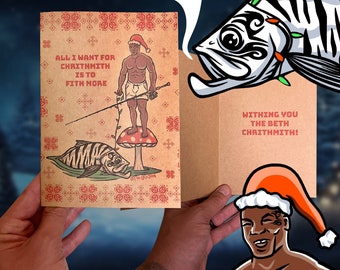 Funny fishing Christmas holiday card