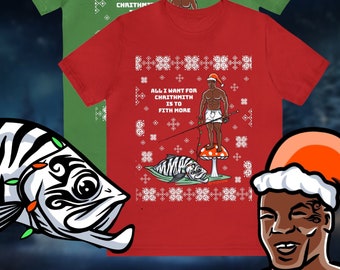 Off the gridmas Christmas mike Tyson fishing ugly sweater t shirt fly fishing apparel Off the grid John
