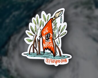ARTIST RELIEF Off the Grid John fly fishing snook tarpon sticker decal