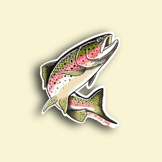 Sticker autocollant pêche à la truite arc-en-ciel