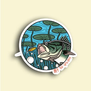 Bass fish fly fishing sticker decal
